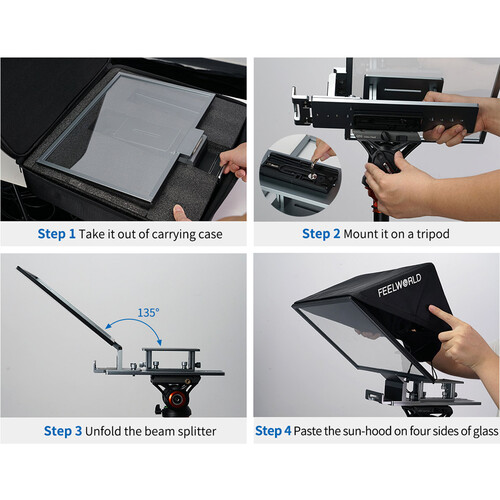 FeelWorld TP16 Folding Teleprompter with Remote Control for Tablets - 5
